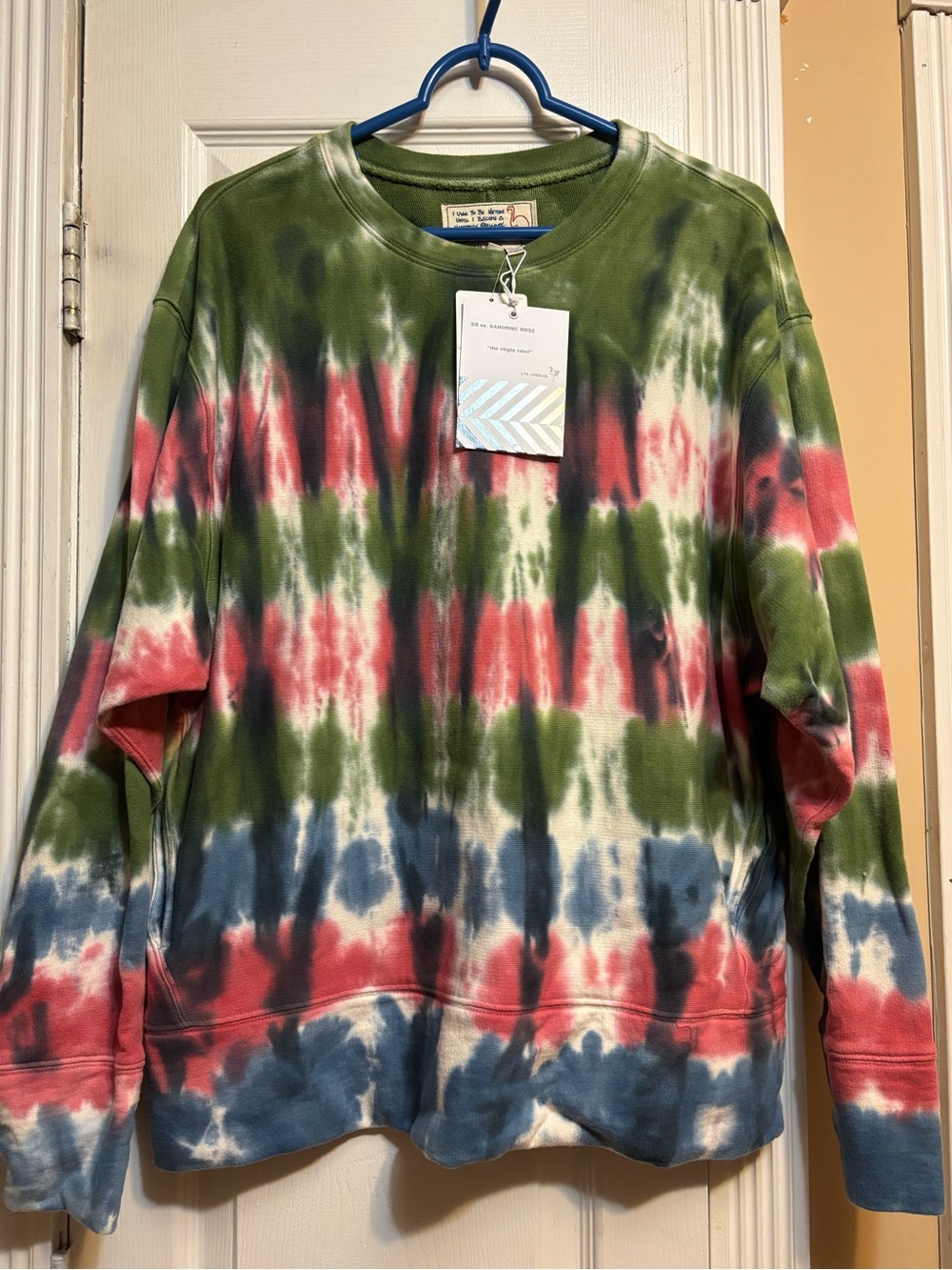 Tie-Dye Crewneck Sweatshirt in Green, Pink & Blue - Picture 2 of 4